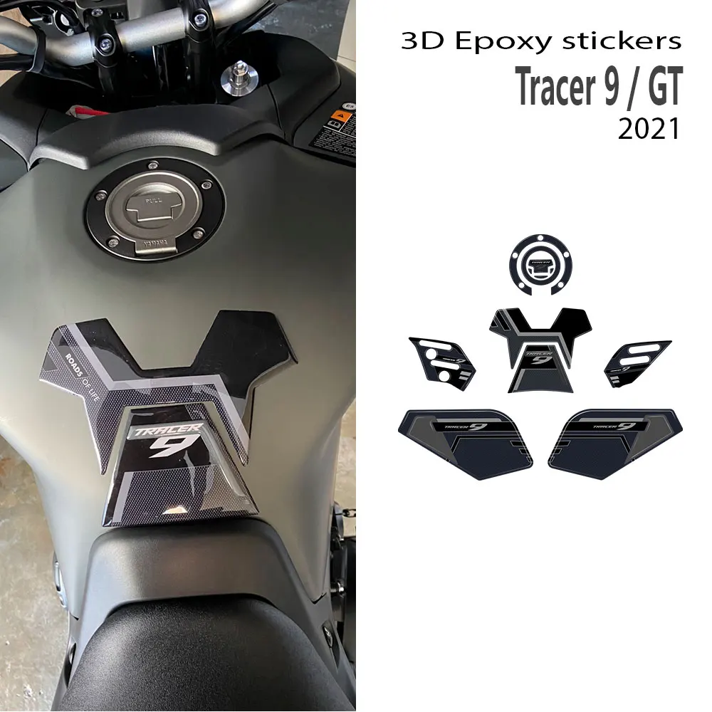 for YAMAHA TRACER 900 TRACER 9 GT 2021- Motorcycle 3D carbon fiber fuel tank cover pad body parts protection sticker