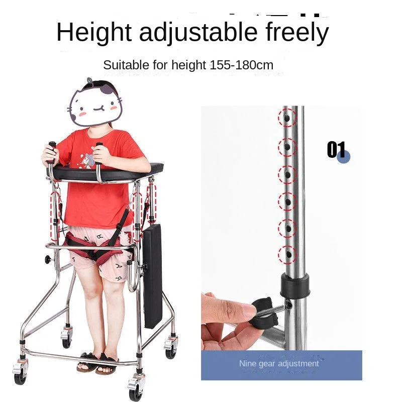 Stroke Hemiplegia Lower Limbs Rehabilitation Training Standing Assist Walker with Wheels for Elderly Walking Mobility Aids