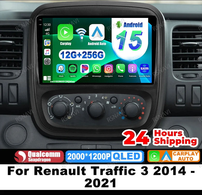 

Автомобильный радиоприемник Android 15 для Renault Traffic 3 2014-2021 Мультимедийный беспроводной Carplay Auto Viedo Player QLED Авторадио Навигация
