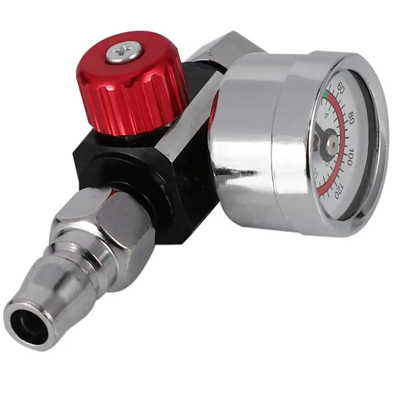 3Pc 1/4 Inch Bsp Mini Air Regulator Valve Tool Durable Small Tail Pressure Gauge 48 X 60Mm With Nozzle For Spray Tool-N37R