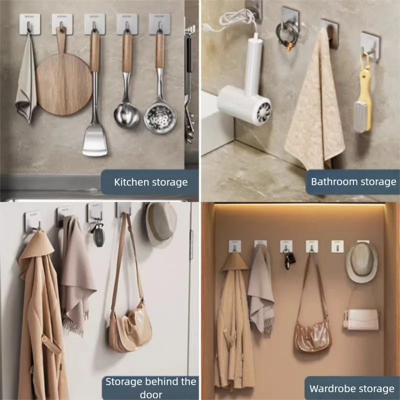 Stainless Steel Wall Mounted, Wall Mounted Self-Adhesive Hook, Key Holder, Wall Mounted, Towel Rack, Jacket, Bag Hook