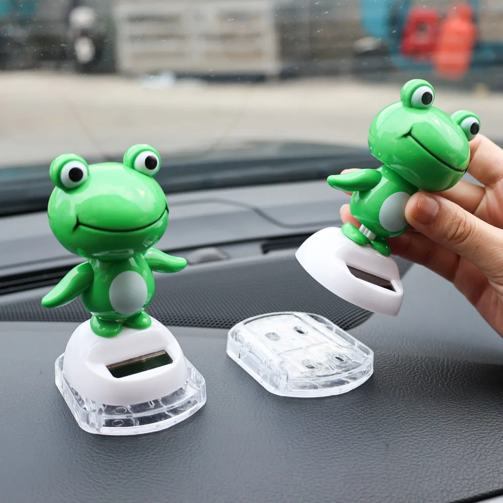 Solar Energy Car Interior Ornaments Animal Frog Doll Figurine Sway Model Automotive Dashboard Decorate Children's Gifts Toy