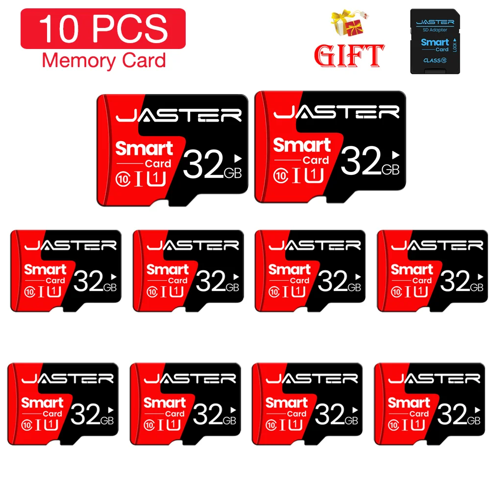 

10PCS LOT JASTER Smart SD Card 128GB Wholesale Smart SD Card MicroSDXC 100MB/s Full HD & 4K UHD 64GB 32G Red Memory Card For UAV