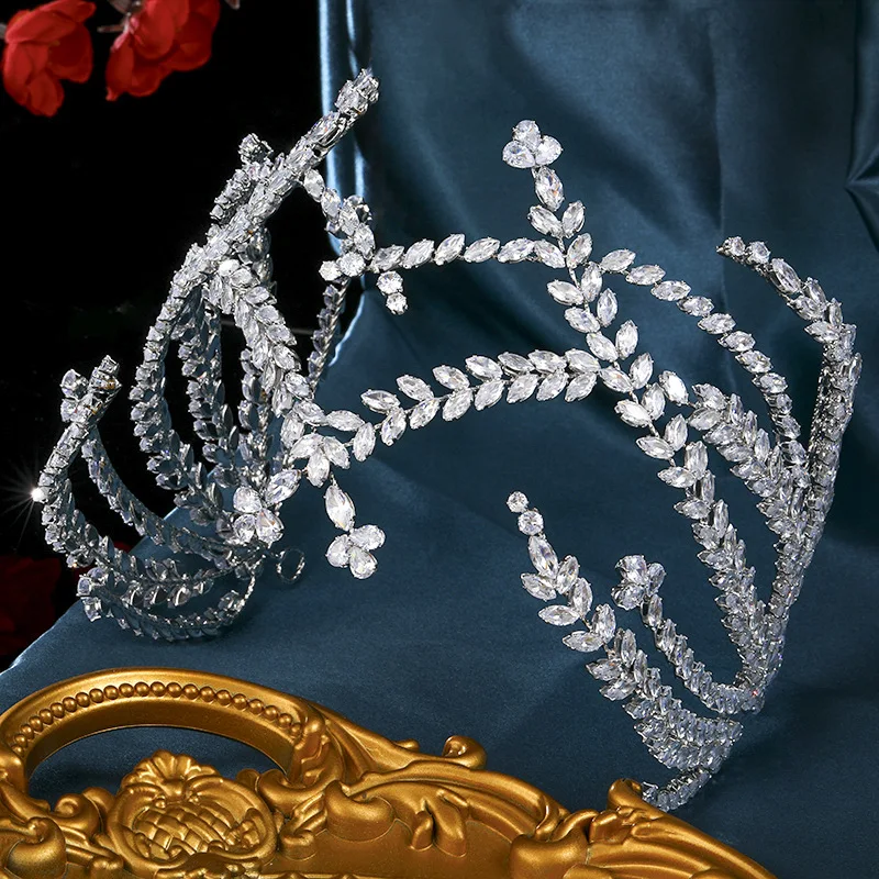 Cubic Zirconia Wedding Headband For Bride Hair Accessories Dubai Saudi Bridal Tiara Hairband For Women Prom Wedding Headdress