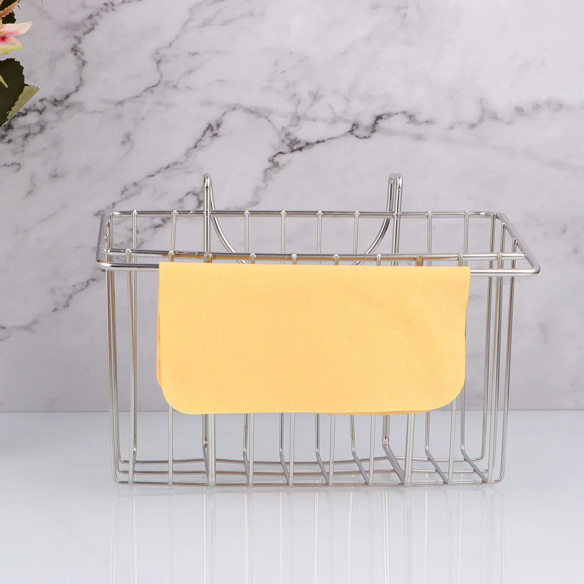 

Stainless Steel Kitchen Sink Hanging Organizer Basket Drain Rack for Sponge Brush Soap Towel Storage Stainless Steel Sink