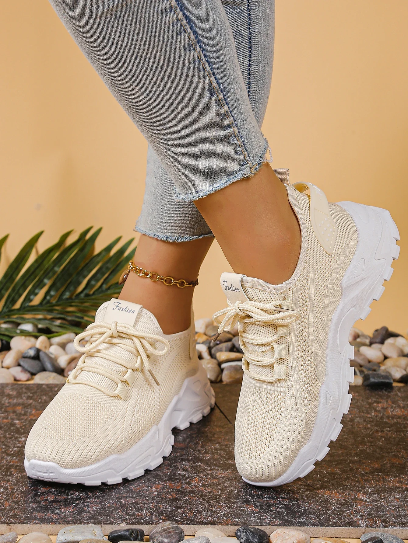 Atmungsaktive Strick-Sneaker, Modische, Bequeme, Rutschfeste Schuhe mit Weicher Sohle für Damen, Outdoor-Wanderschuhe, Kostenloser Versand – Detail 15