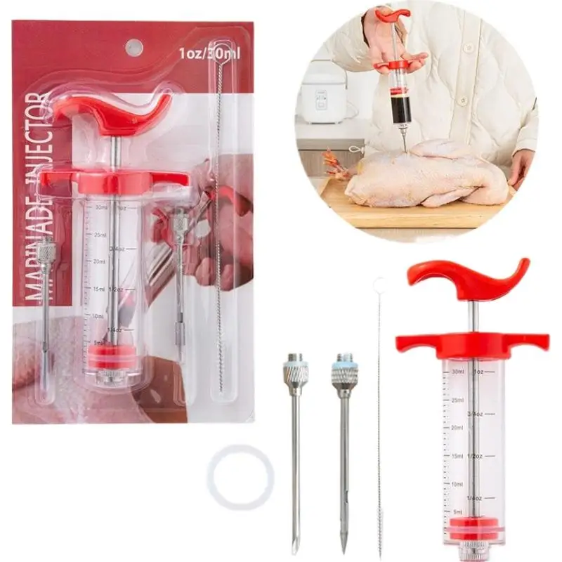 1oz BBQ Fleischspritze Marinade-Injektor Truthahn Huhn Aromaspritze Küchenzubehör