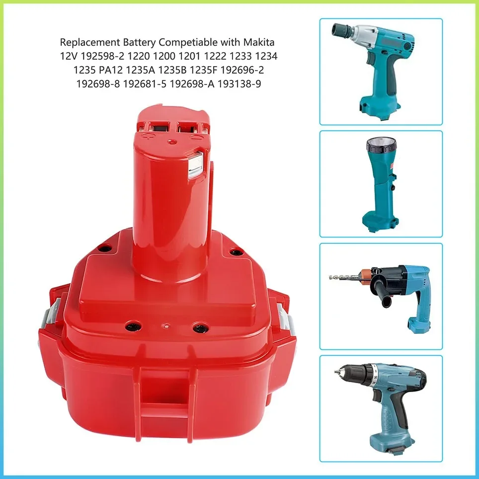 Batterie Ni-laissée adaptée pour PA12, 1222, 6271D, 6270D, PA12, 193981-6, 1234, 192597-4, 12V, 4,8 Ah, TSOZPN20045