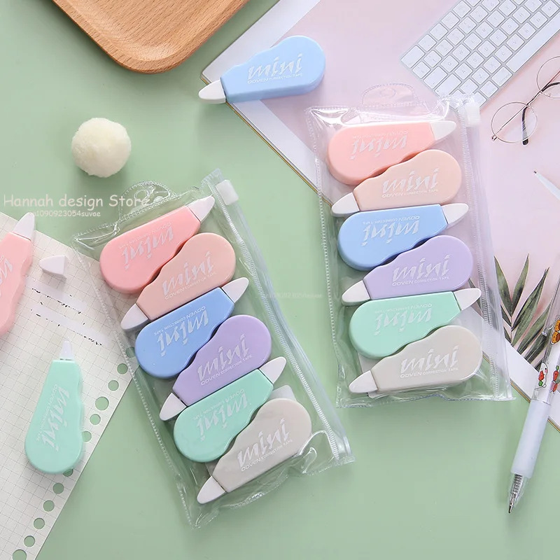 6Pcs/set Cute Macaron Color Correction Tape,Instant Corrections White Out Correction Tape for School, Office, Crafting Supplies