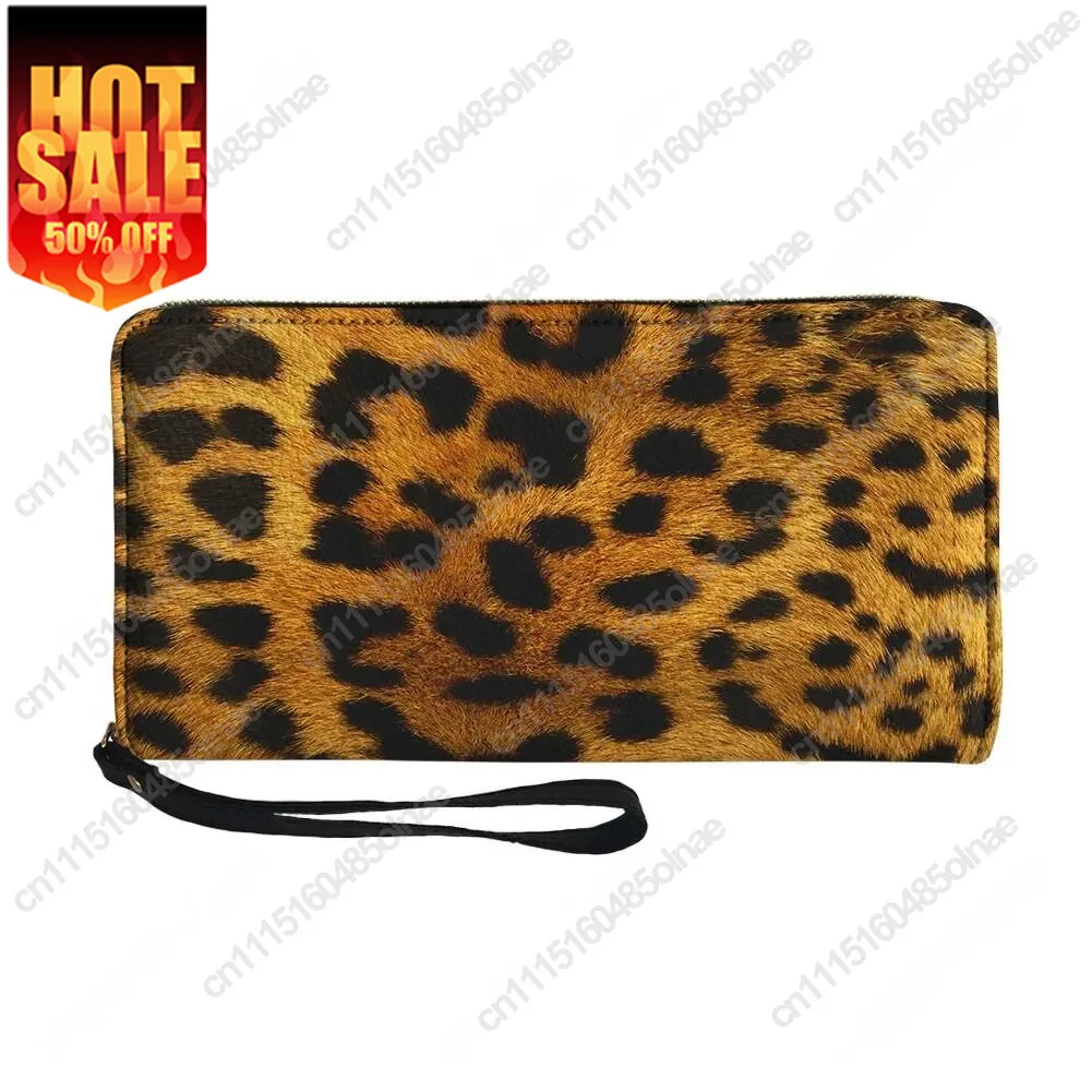 Leopard Fashion Custom Purse Mens Womens Zipper Long Wallets Double Print Portable Wallet Gift Bag