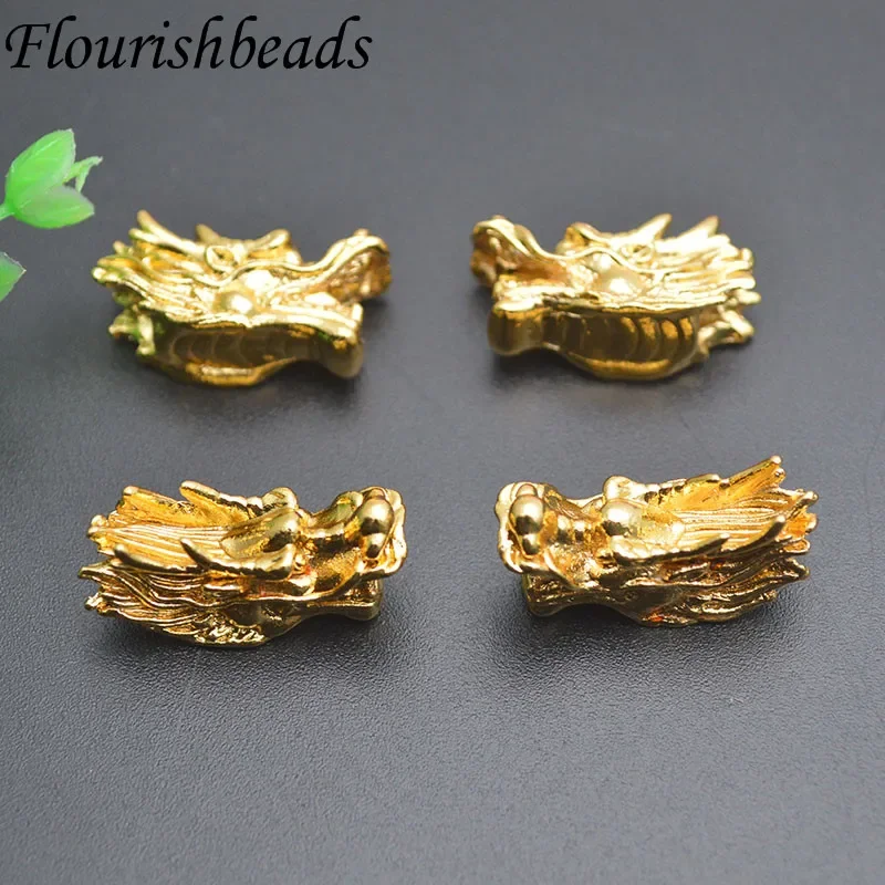 20pcs/lot Gold Plated Lucky Ragon Head Beads 13x25mm Metal Handmade Spacer Beads for Jewelry Findings DIY Necklace Bracelet