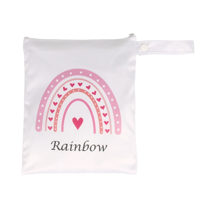 AIO 1Pcs borsa asciutta bagnata con stampa arcobaleno per pannolini di stoffa borsa da viaggio impermeabile riutilizzabile lavabile per mamma