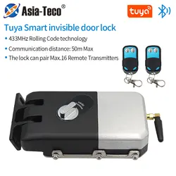 Tuya smart Invisible Wireless Electric Smart Lock With 433M Remote Tiger Lock + Bluetooth Gateway to WIFI/APP BLE/Remote Control