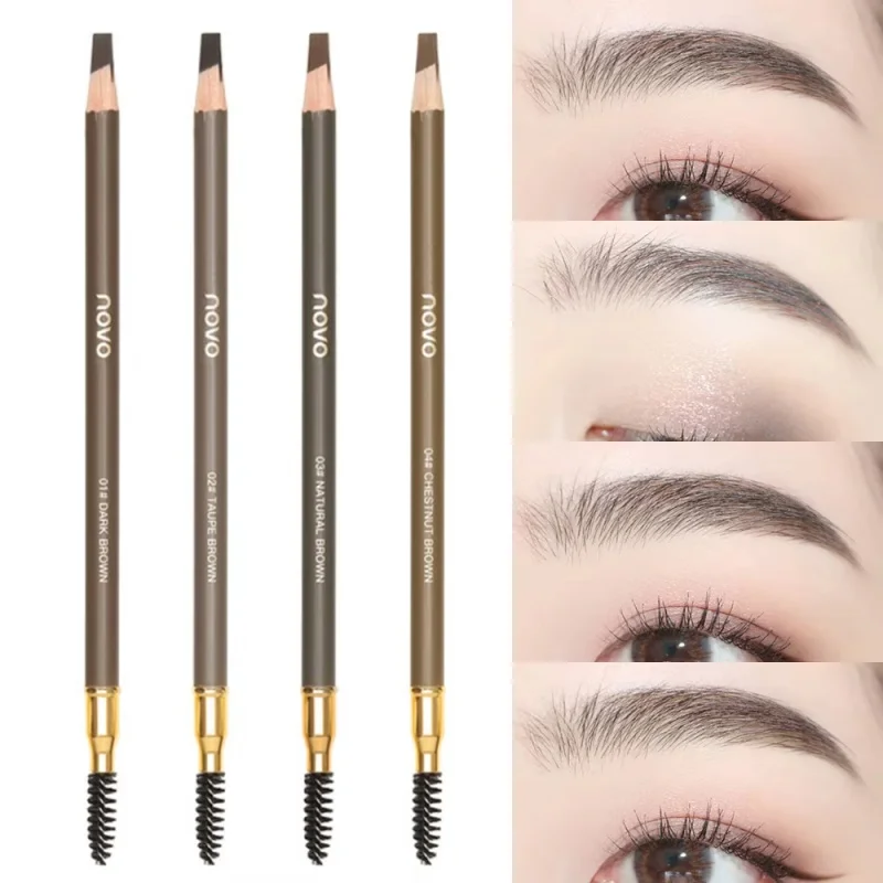 Wild Line Augenbrauenstift, hochwertiger Pull-Augenbrauenstift, wasserdicht, harter Kern, flacher Kopf, weißer, schwarzer Leder-Make-up-Stift