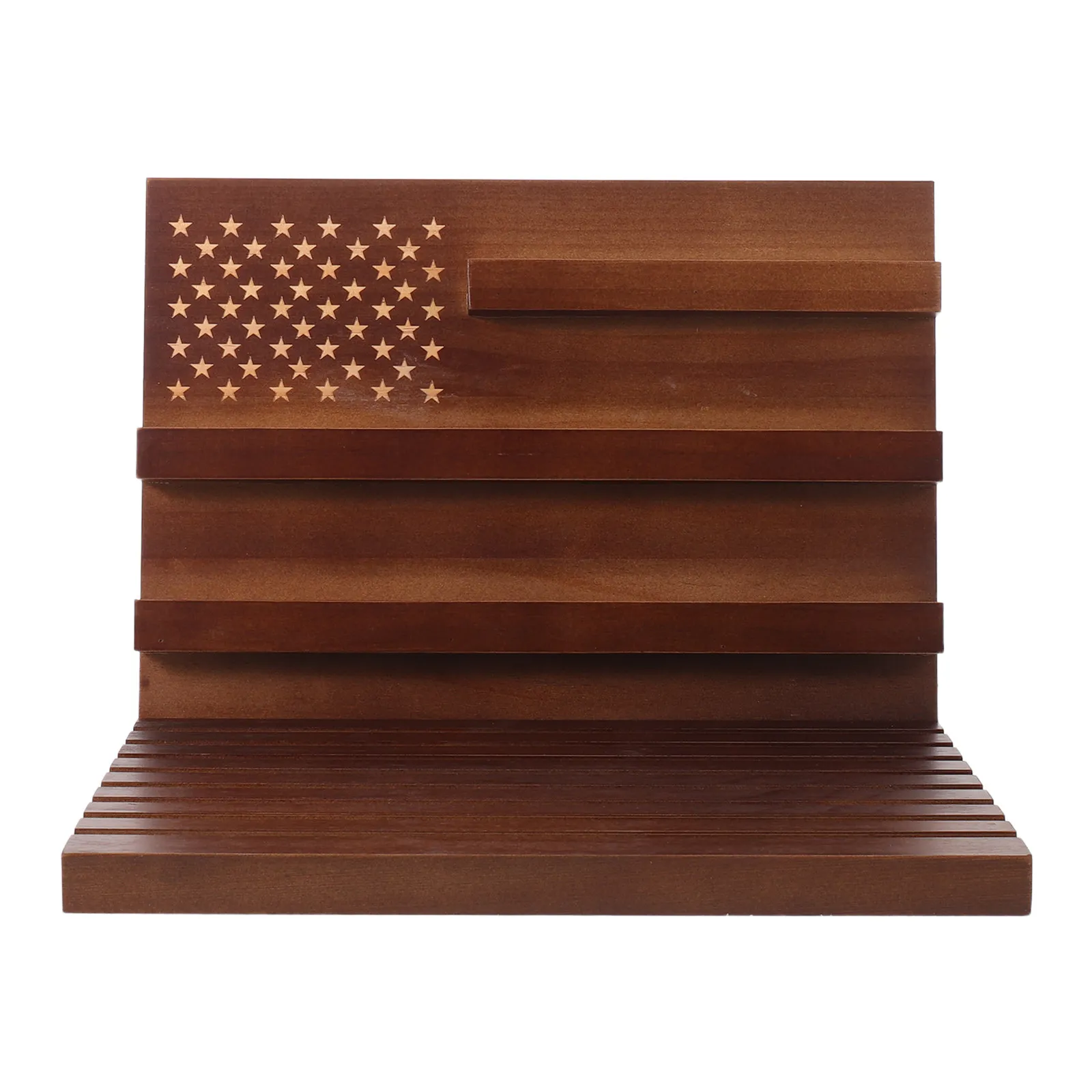 Wooden Challenge Coin Display Stand Military Medals Display Rack Deepened Anti-Slip Grooves Light Brown Collector Coin Holder