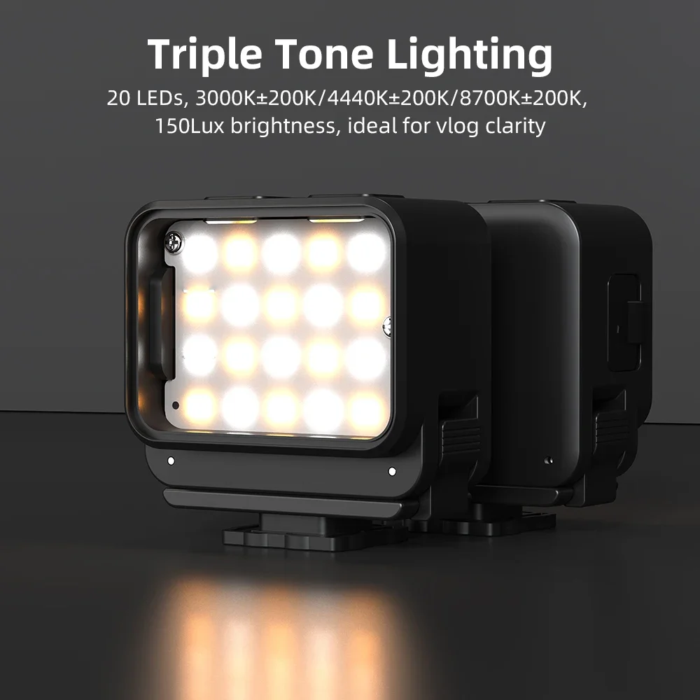 Flymile Fill Light for DJI Action 5 Pro/Action 4 Mini LED Vlogging Light IPX4 Waterproof  Magnetic Light