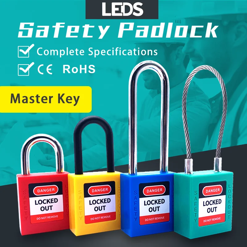 

Energy Isolation Safety Padlock Non Conductive 38mm 76mm Long Shackle Red LOTO Lock With Master Key LEDS LDP-MK 10PCS