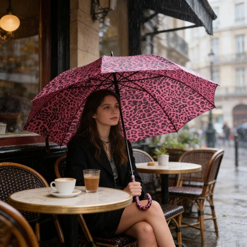 

Зонт с леопардовым принтом, 1 шт., стильный складной зонт от солнца и дождя 2-в-1 для женщин, модный, для повседневного использования