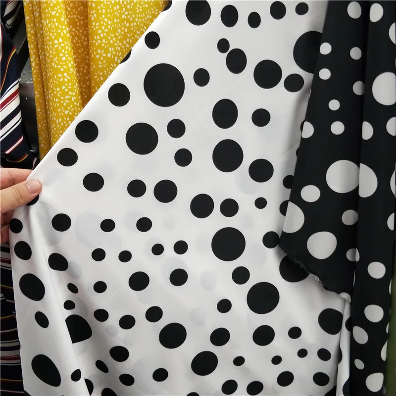 Fashion Big Dot Chiffon Fabric Not See Through Cloth Family Wear Dressing Shirt Trousers DIY Sewing Fabric