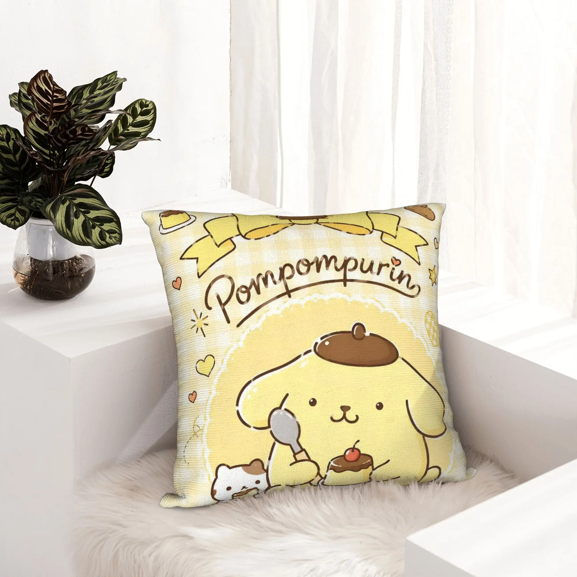 Pompompurins Kawaii Dessert Cute Dog Pillowcase Printing Polyester Cushion Cover Decor  Pillow Case Cover Living Room Zippered