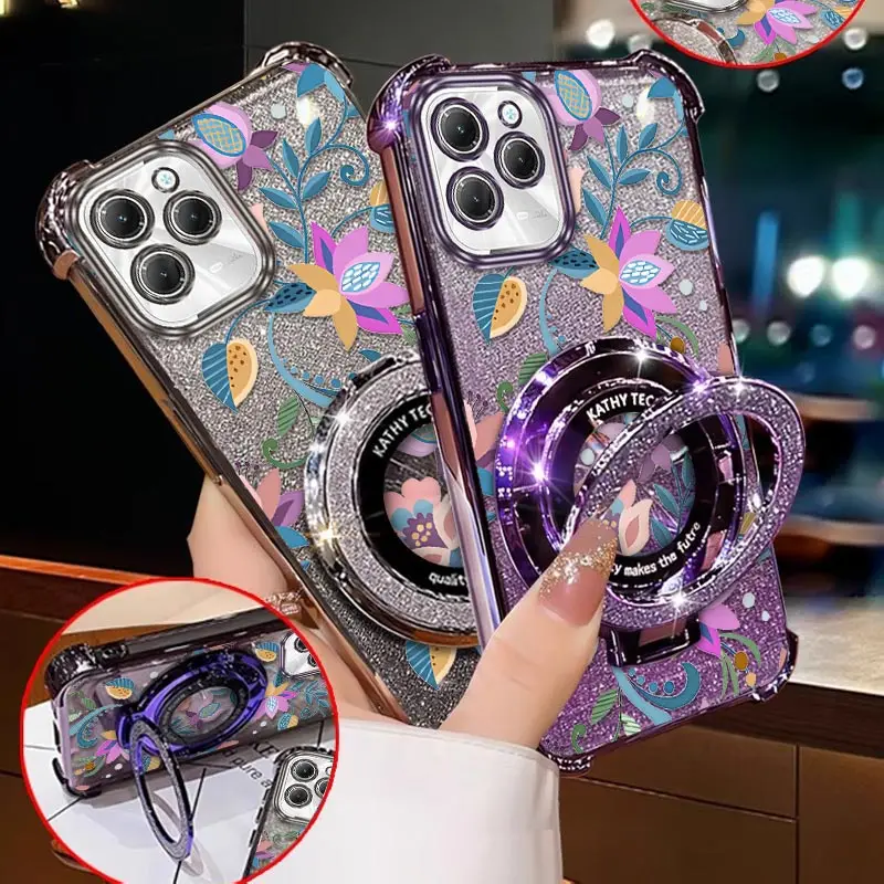 เคสโทรศัพท์แบบมีที่ใส่กำไลข้อมือลายดอกไม้หลากสี Hot40Pro สำหรับ Infinix Hot 50i 40 30i 10S 30Play 30 10Play Spark 20Pro