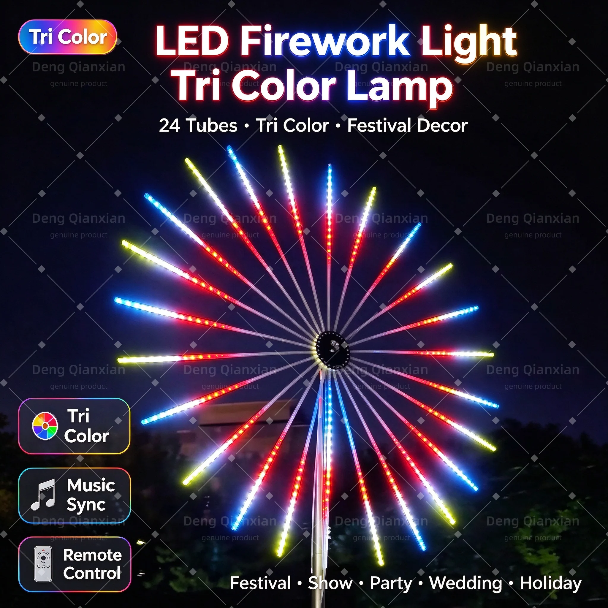 Firework Lights with Random Dancing Mode, Sound Activated RGB, Waterproof, Dual Speakers, APP Remote, Festival