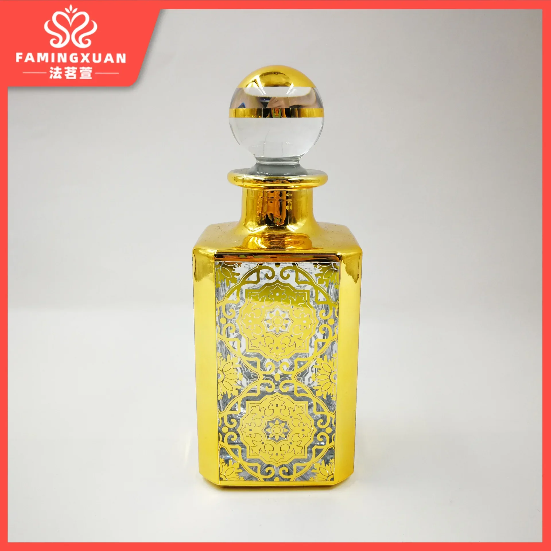 Empty packaging bottles, glass bottles, empty bulk perfume bottles, 267ML gold-plated perfume display bottles gold bottle