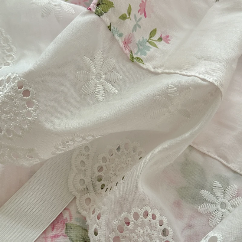 Vintage Lace Ruffles Rose Print Pure Cotton Bedding Set Duvet Cover Set 1.4M/1.5M/1.6M/1.8M/2M Bed Skirt Bedspread Pillowcases