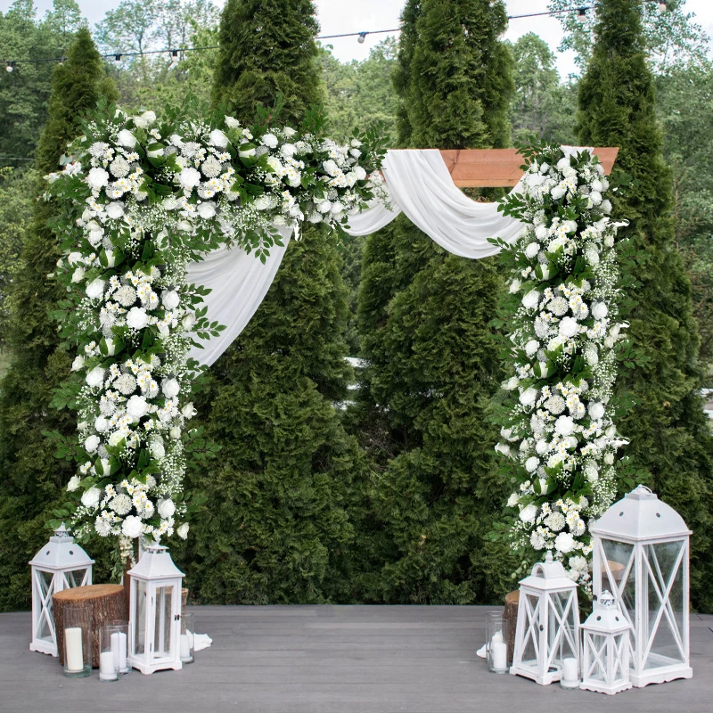 

Artificial White Rose Greenery Flower Row Wedding Arch Decoration Floral Backdrop Arrangement Decor Wedding Party Event Props