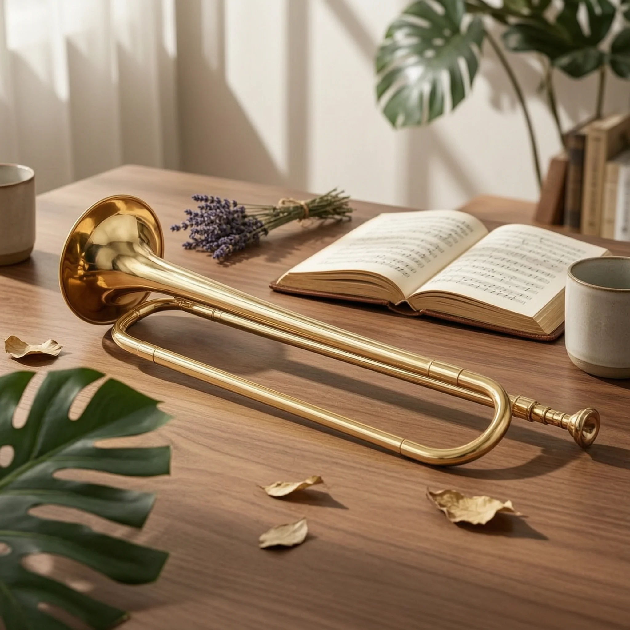 

C Key Bugle Portable Gold Bugle Music Gear Long-Lasting Bright Sound for Young People, Drum Corps