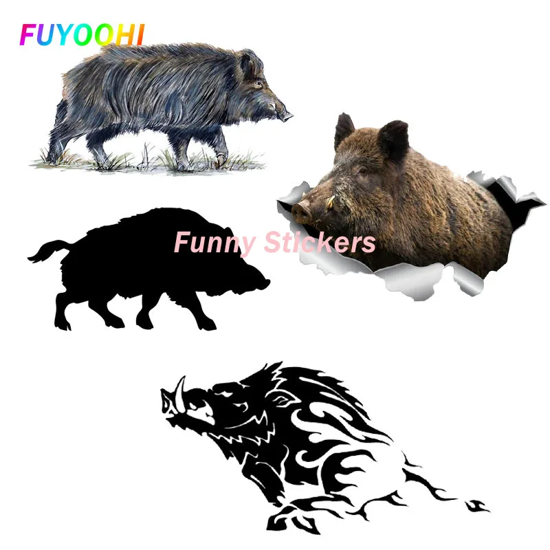 FUYOOHI Play Stickers Personality Creativity Wild Boar Decal Auto Decal Forest Animal Decal Wild Boar Auto PVC Car Sticker