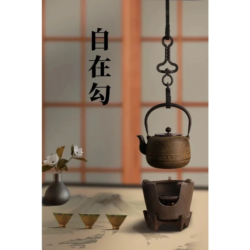 imported iron pot with free hook, cast iron Japanese style hook, hanging hook, tea ceremony accessories