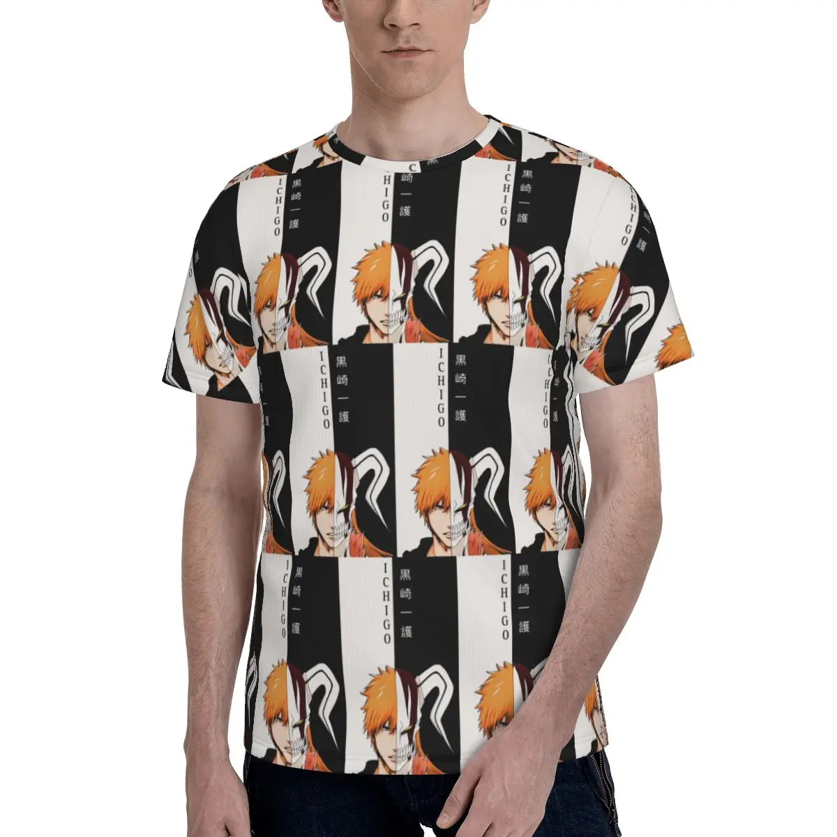 Ichigo Kurosaki Anime Bleach T-Shirt for Men Cotton T Shirts Men's Short Sleeve O-Neck Summer Clothes Tops