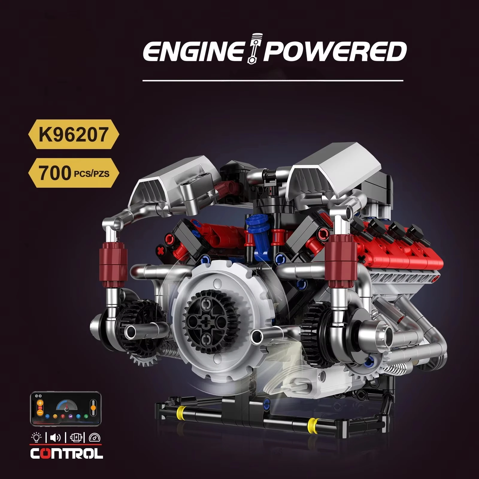 

2025 New DIY Model Building Blocks Simulated Sports Car F40 Engine Integrated Lighting Motor App Controls Model Building Kit Toy