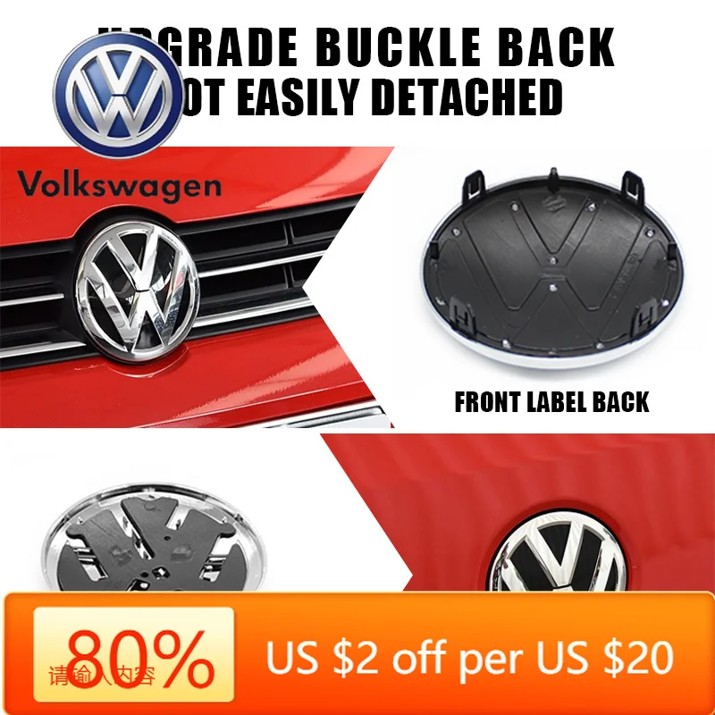 

Горячие эмблемы, 2 шт., значок передней решетки VW, задняя крышка багажника, эмблема, логотип, декоративный для Volkswagen Polo 6 6C 2014-2018, автозамена