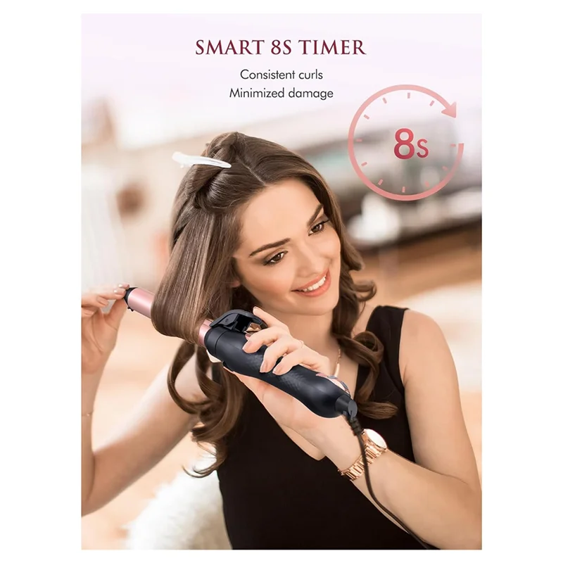 Ferro de ondulação rotativo de aquecimento rápido automático a01v, ferro de ondulação de temperatura, ferro de ondulação de tensão dupla plugue da ue