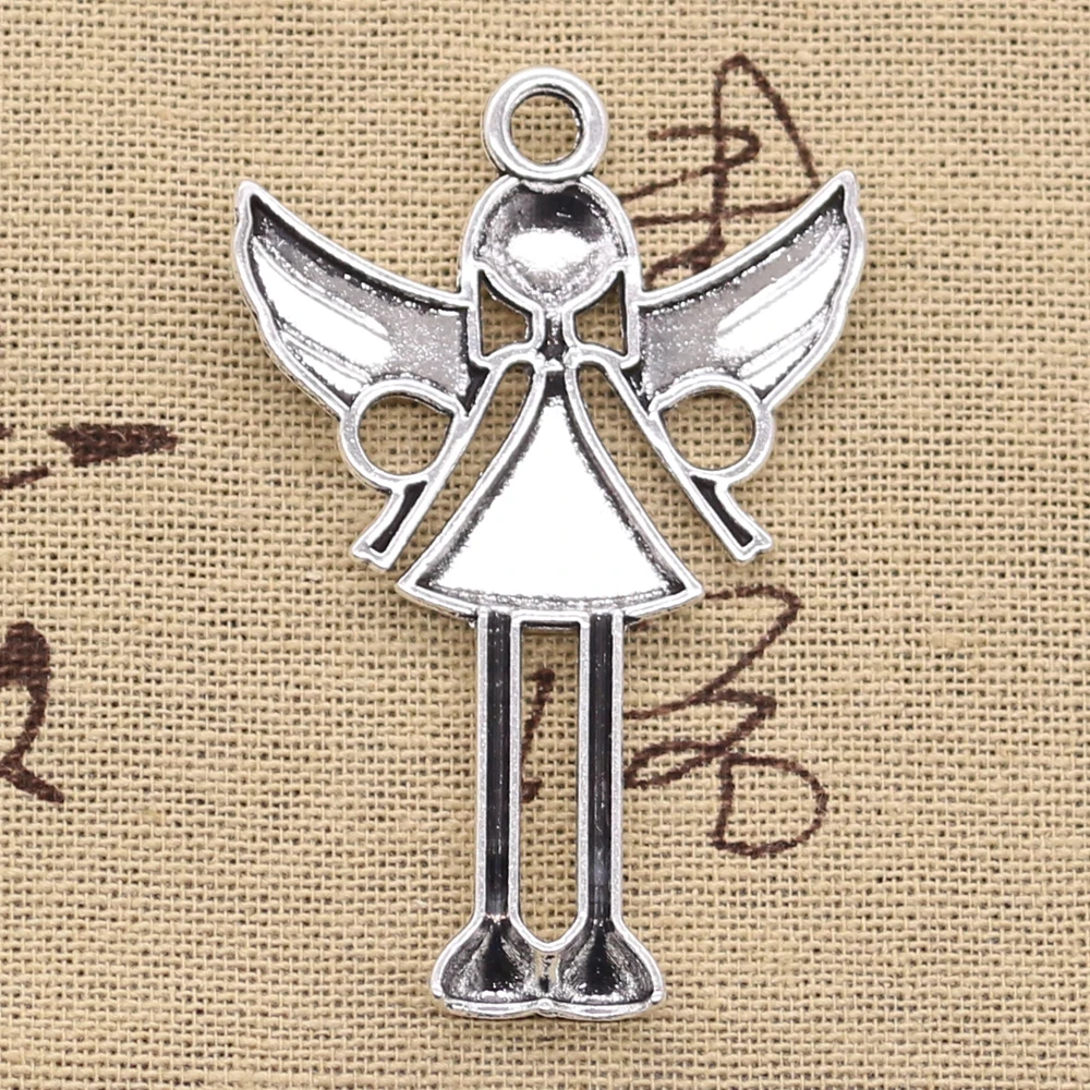5 sztuk Charms anioł 58x38mm antyczny brąz srebrny kolorowy platerowany zawieszki dokonywanie DIY Handmade tybetański brąz kolor srebrny biżuteria — zdjęcie 3