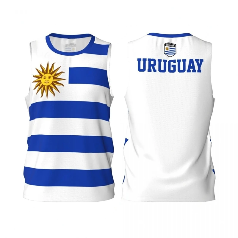 Uruguay Flag Basketball Tank Tops Summer Fashion National Emblem 3D Printed Sleeveless T Shirts Loose Quick Dry Sports Vest Tees