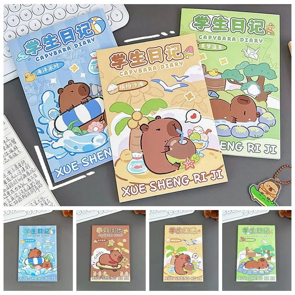 50 Sheets /100 Pages Kawaii Capybara Diary Notebook Thickening Portable Cartoon Notepad Multifunction Internal Blank Page