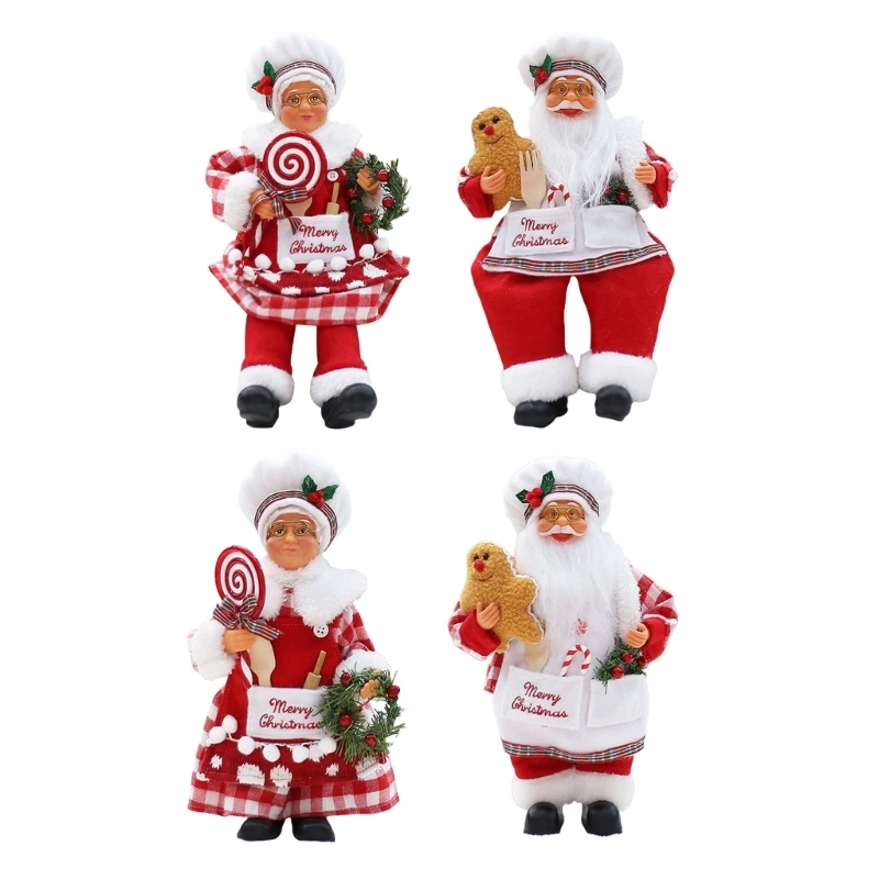 Handmade ChristmasCook Santa Ornament Merry Santa Cook Festival Adornment for Bookshelf and Desk Christmas Ambiances