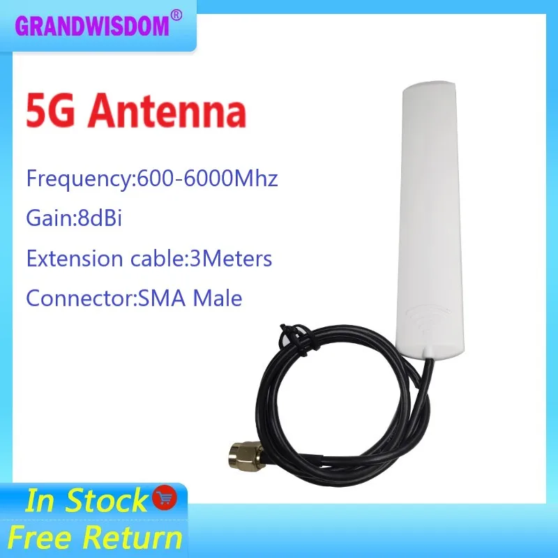 Antena de parche blanca GWS 5G 600-6000mhz, conector SMA macho de alta ganancia 8dbi, cable de 3 metros para wlan wifi 5g, repetidor de enrutador