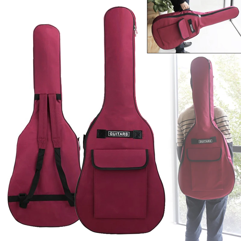 40/41 Inch Oxford Stof Akoestische Gitaar/Elektrische Gitaar Dubbele Bandjes Gewatteerde Gitaar Soft Case Gig Bag Waterdichte Rugzak