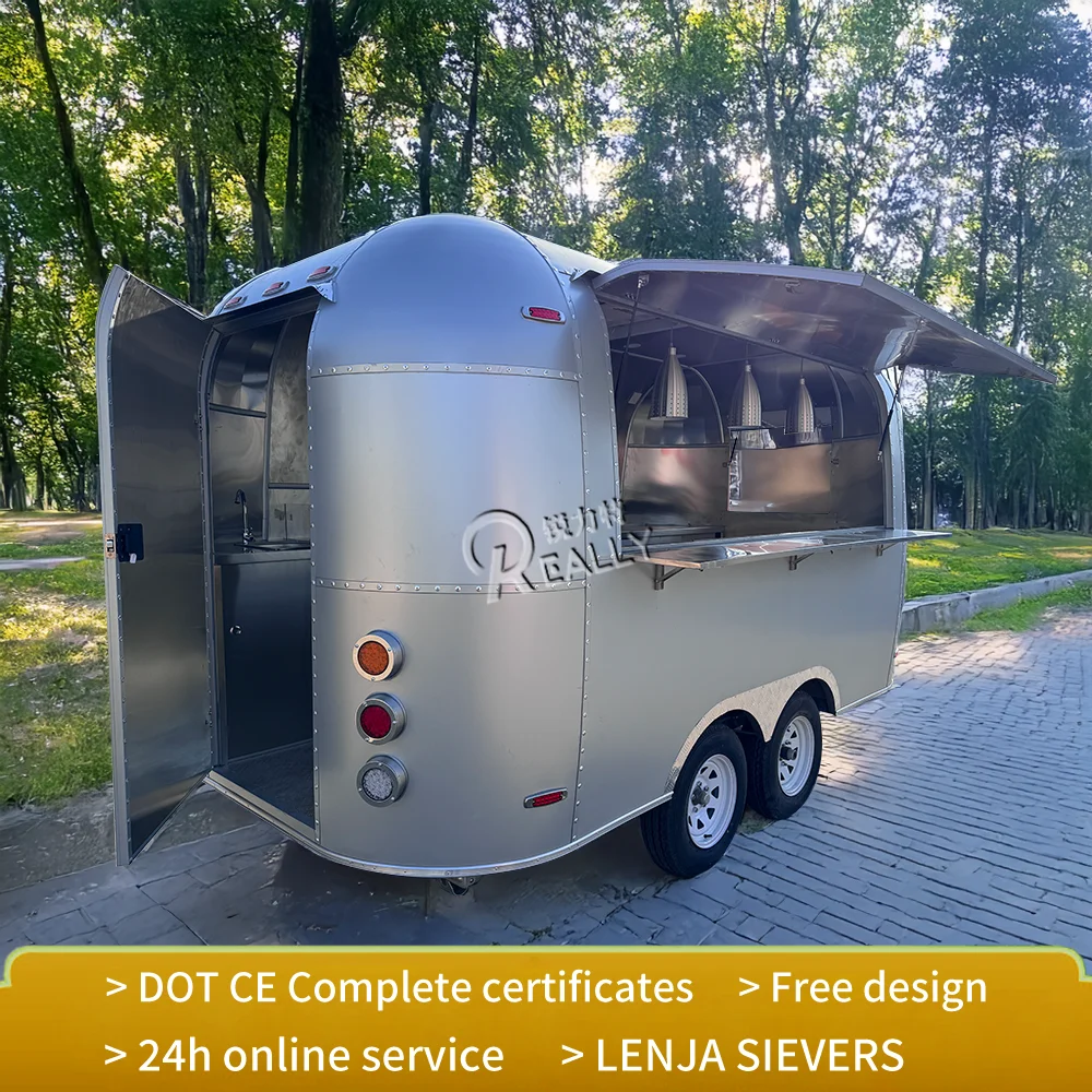 مقطورة طعام متنقلة تعمل بالبث الهوائي، شاحنة طعام سريعة لبار البيرة المتنقلة، همبرغر مع مطبخ كامل #4