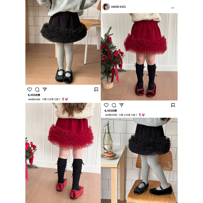 

Новая флисовая юбка-пачка для девочек — теплая многослойная флисовая юбка-пачка из фатина в стиле принцессы, мини-юбка в стиле каваи, красная юбка