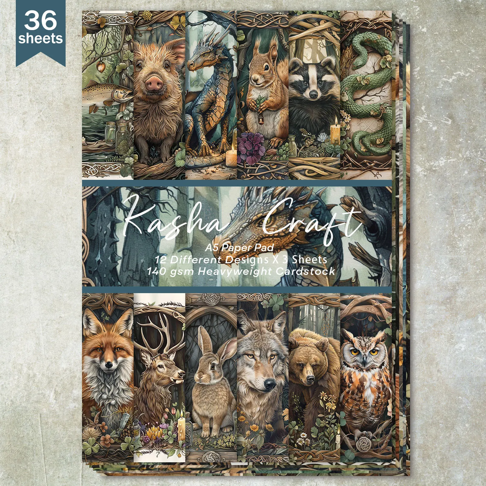 

36 листов формата А5 (секретная тема лесного животного) для обрезки тонкой бумаги для дневника-пули, мусорного журнала, фон для поздравительной открытки