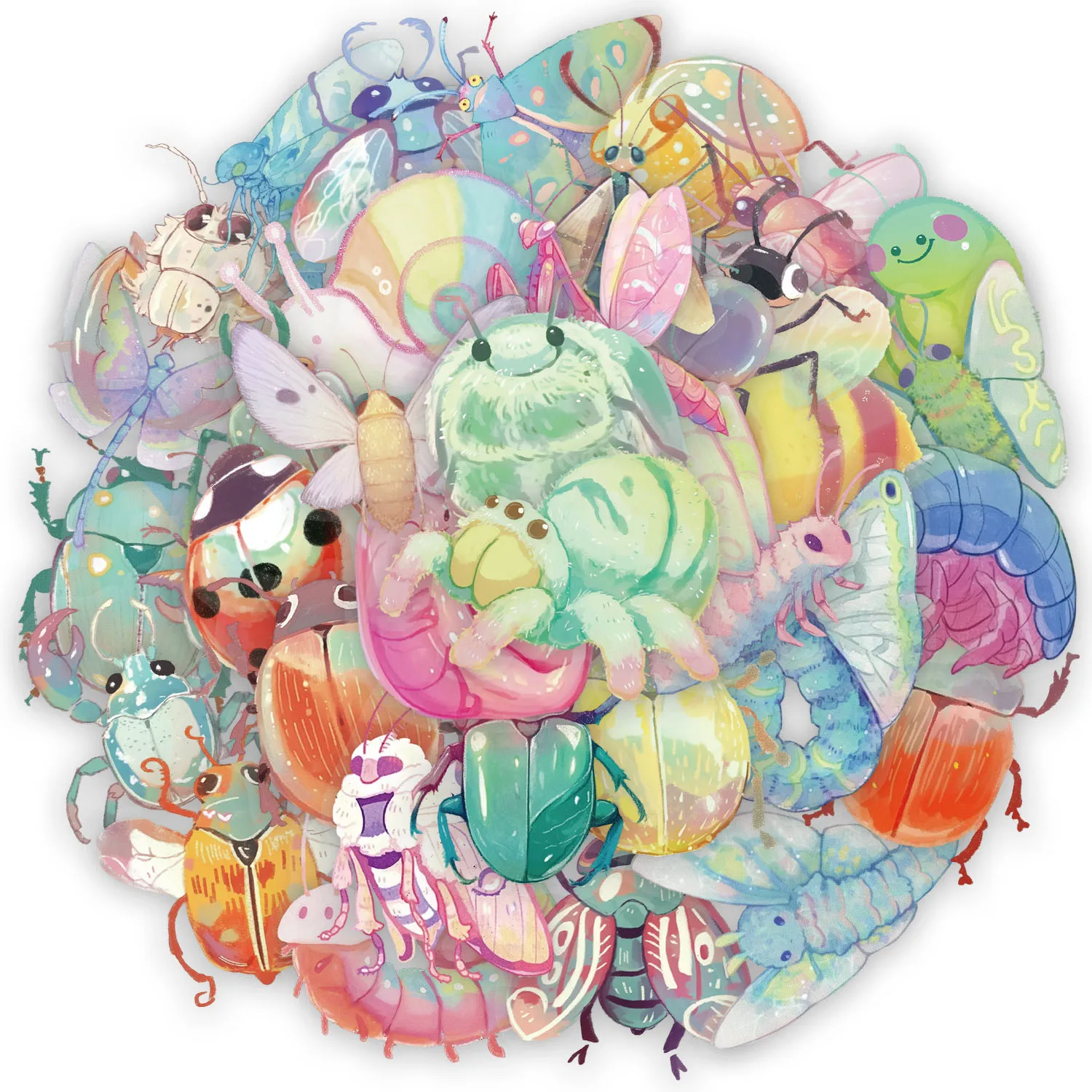 50PCS Cartoon Cute Bug Fun Stickers DIY Phone Case Laptop Water Cup Computer Toy Stickers