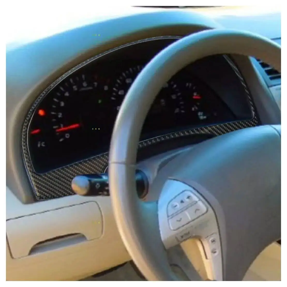 Black Carbon Fiber Interior Speedometer Frame Cover Trim Fit for Toyota Camry 2007 2008 2009 2010 2011