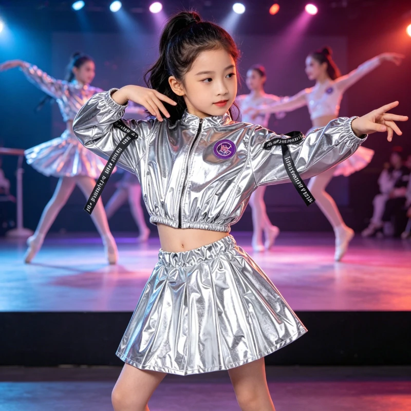 

Glitter Stage Performance Outfit Fashion Hip Hop Street Dance Clothing Retro Trendy Urban Style Garment Ideal for Music Shows