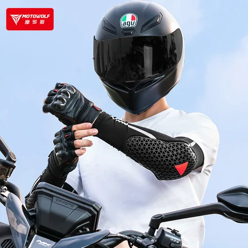 MOTOWOLF-coderas transpirables para motocicleta, Protector elástico de codo para Motocross, manga de brazo para ciclismo de montaña, equipo para motocicleta, verano