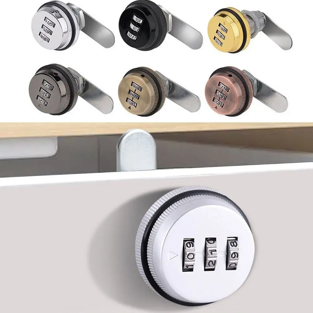 Zinc Alloy Cabinet Lock 3-Digit Password Rotary Tongue Lock Password Coded Lock Multicolor Cylinder Coded File Drawer Locks